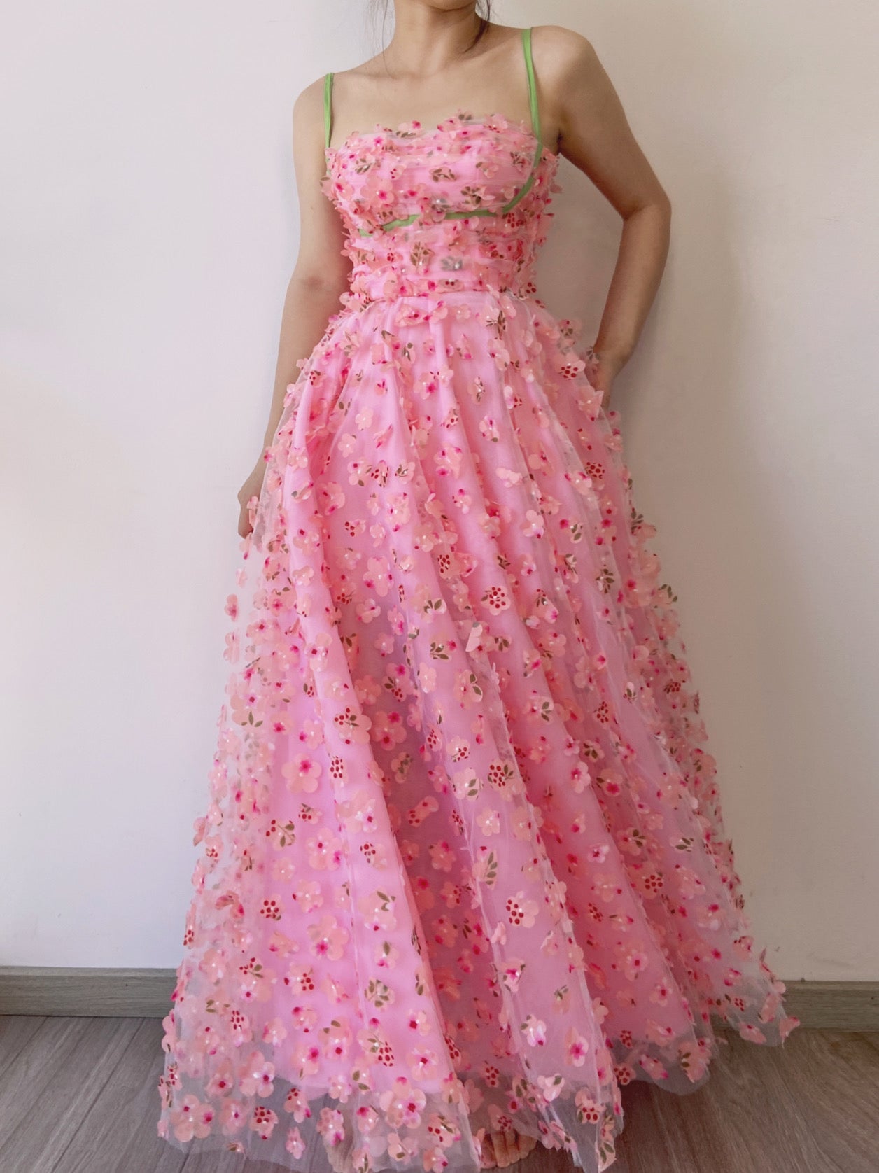 Fairycore Floral Embroidery Pink Dress - Pink | VintageMist