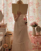 Floral Lace Eyelet Dress - Ivory | VintageMist_1