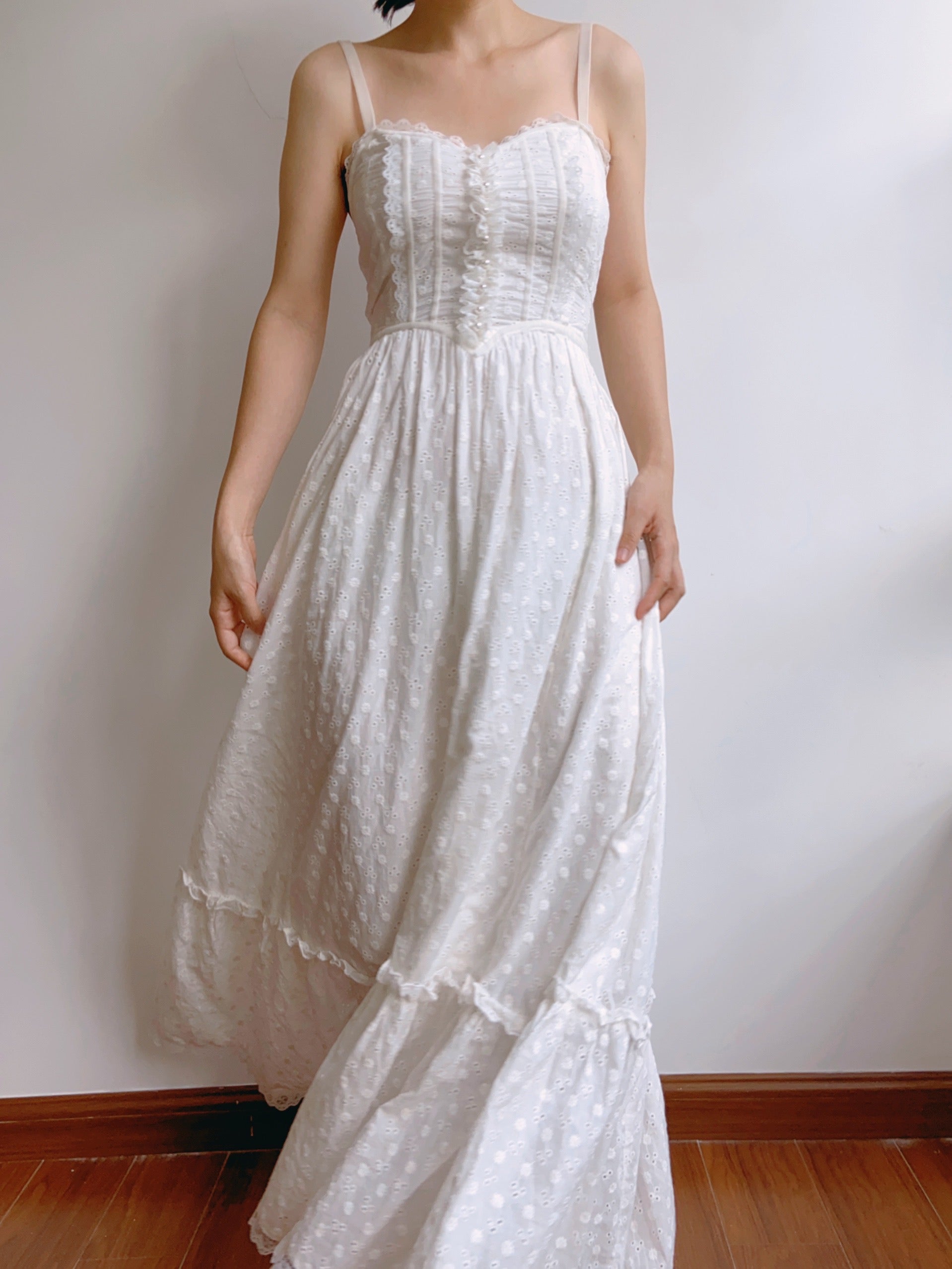Eyelet Floral Runaway Eyelet Dress - Lvory | VintageMist