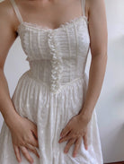Floral Lace Eyelet Dress - Ivory | VintageMist_1