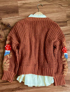 Handmade Cottagecore Mushroom Cardigan - Coffee | VintageMist_
