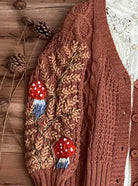 Handmade Cottagecore Mushroom Cardigan - Coffee | VintageMist_
