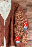 Handmade Cottagecore Mushroom Cardigan - Coffee | VintageMist_