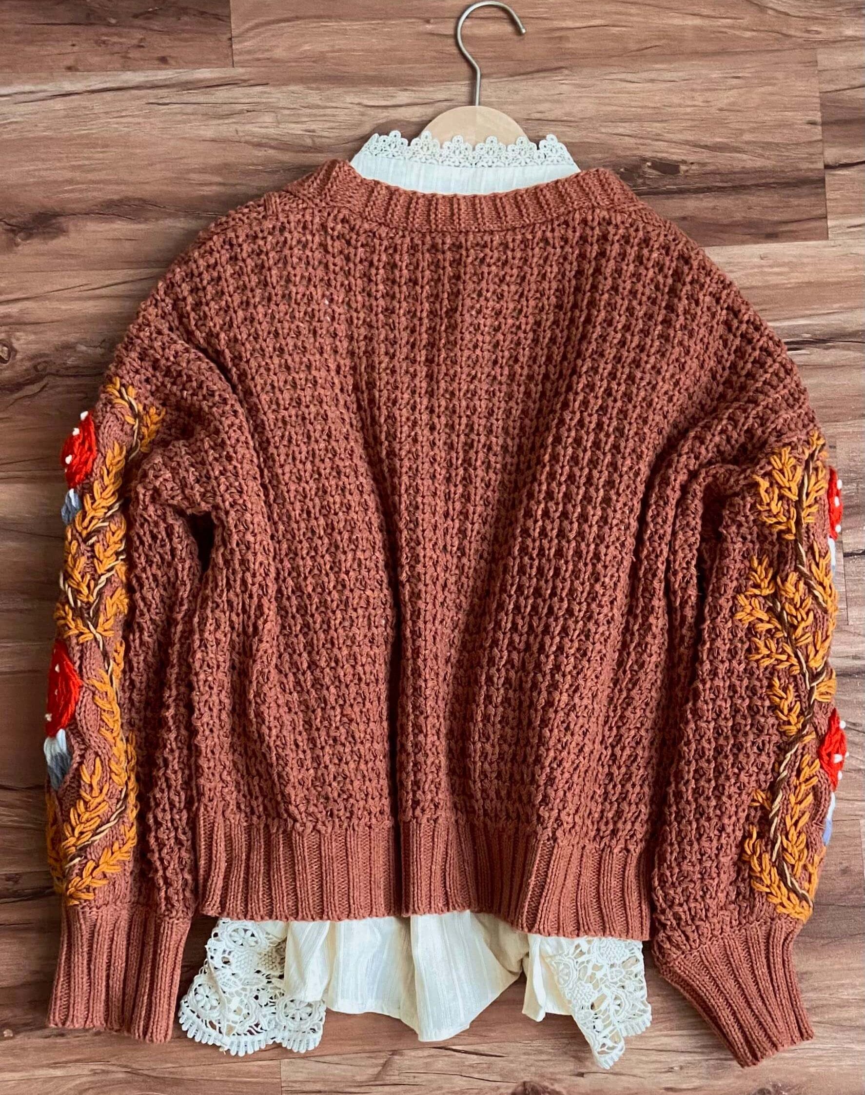 Handmade Cottagecore Mushroom Cardigan | Vintagemist.com