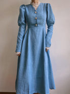 Lamb Sleeve Lace Midi Dress - Blue | VintageMist_