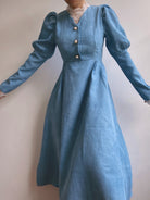 Lamb Sleeve Lace Midi Dress - Blue | VintageMist_