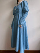 Lamb Sleeve Lace Midi Dress - Blue | VintageMist_