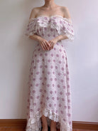 Lavender Field Off-shoulder Lace Dress - Purple | VintageMist