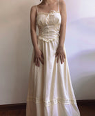 Loyalty Front Lace-up Strap Maxi Dress - Ivory | VintageMist