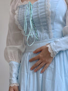 Romantic Princess Long Sleeve Lace Maxi Dress - Blue | VintageMist