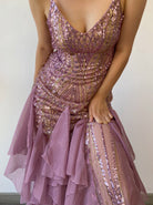 Sequin Ruffles Backless Bodycon Dress - Purple | VintageMist_