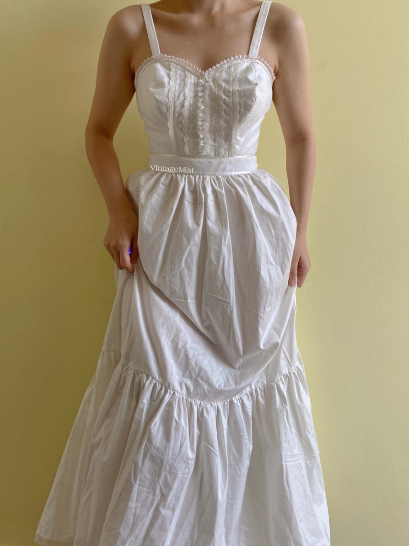 1970s Strap Lace Corset Dress - White | VintageMist