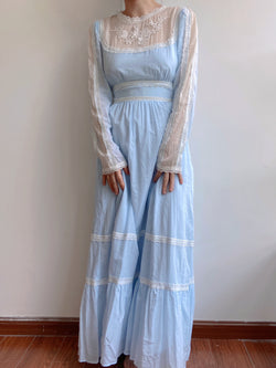 Floral Embroidery Princesscore Maxi Dress - Blue | VintageMist