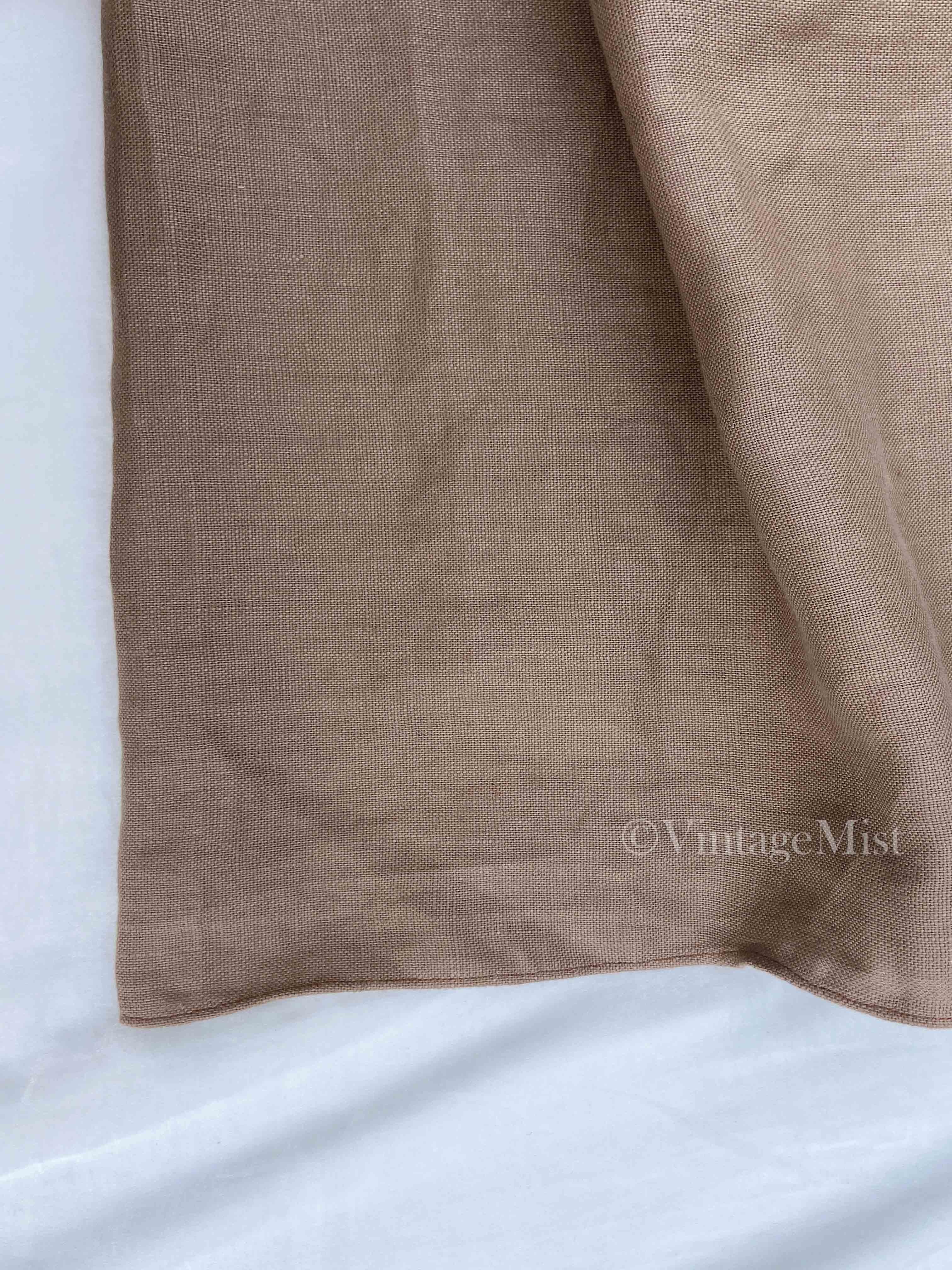 Basic A-line Linen Midi Pocket Skirt Brown VintageMist