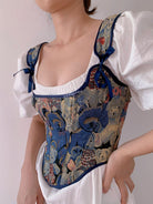 Bear Print Corset Top - Blue | VintageMist
