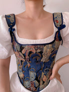 Bear Print Corset Top - Blue | VintageMist
