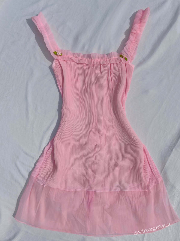 Chiffon Pleated Mini Skirt - Princess Pink | VintageMist