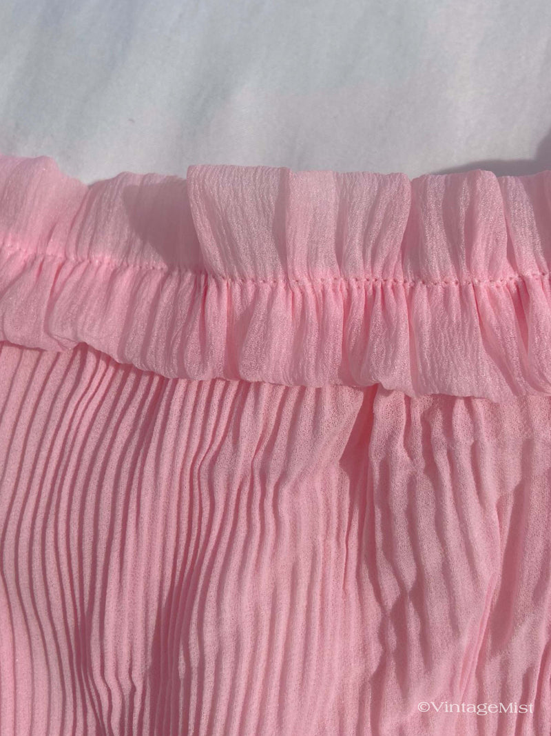 Chiffon Pleated Mini Skirt - Princess Pink | VintageMist