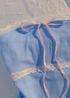 Cinderella Lace Trim Bow Ribbed Tube Top - Blue | VintageMist