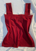 Color Block Lace Trim Classic Tank Top - Red | VintageMist