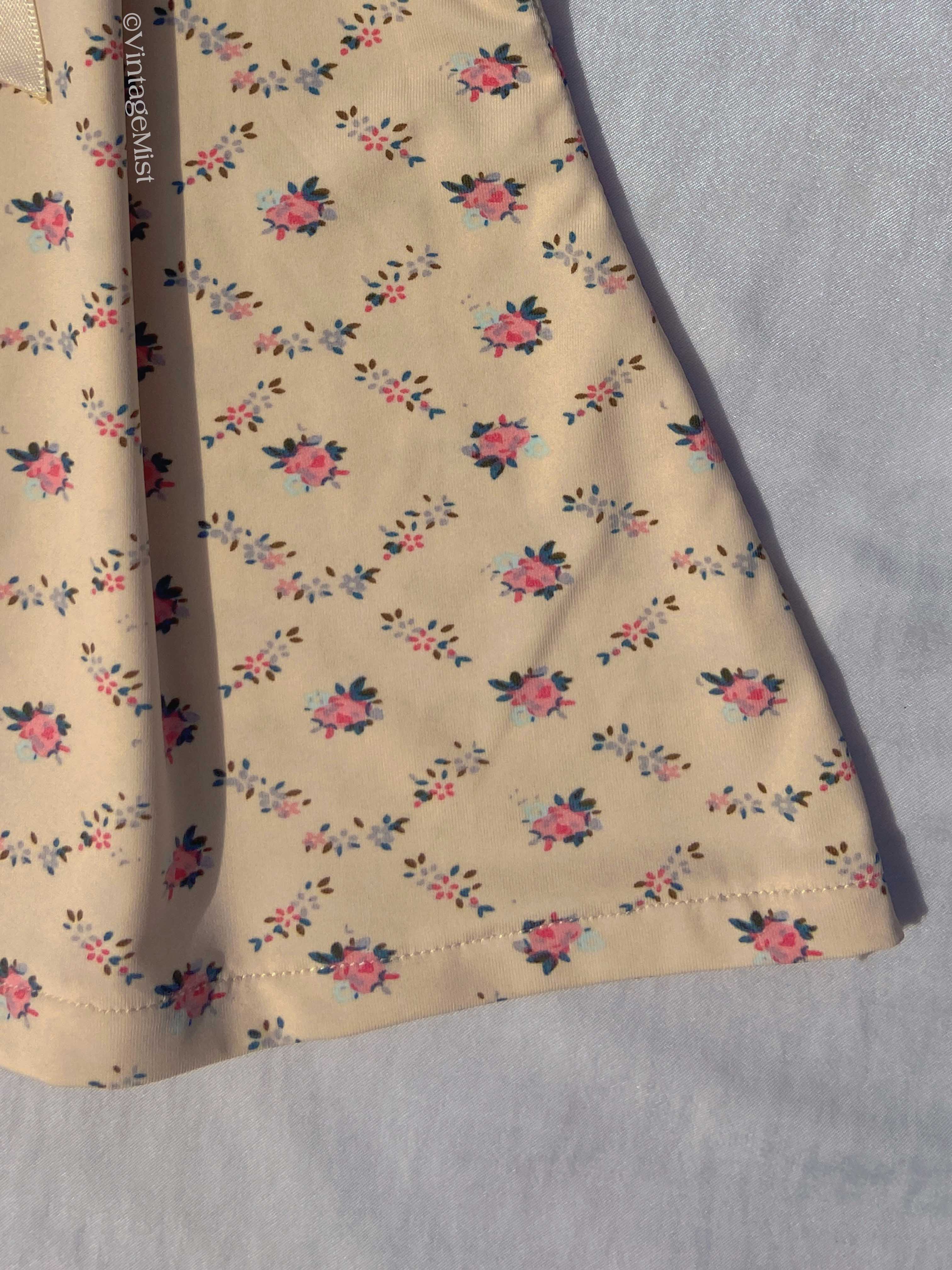 Coquette Bowknot Lace Floral Top - Beige  VintageMist