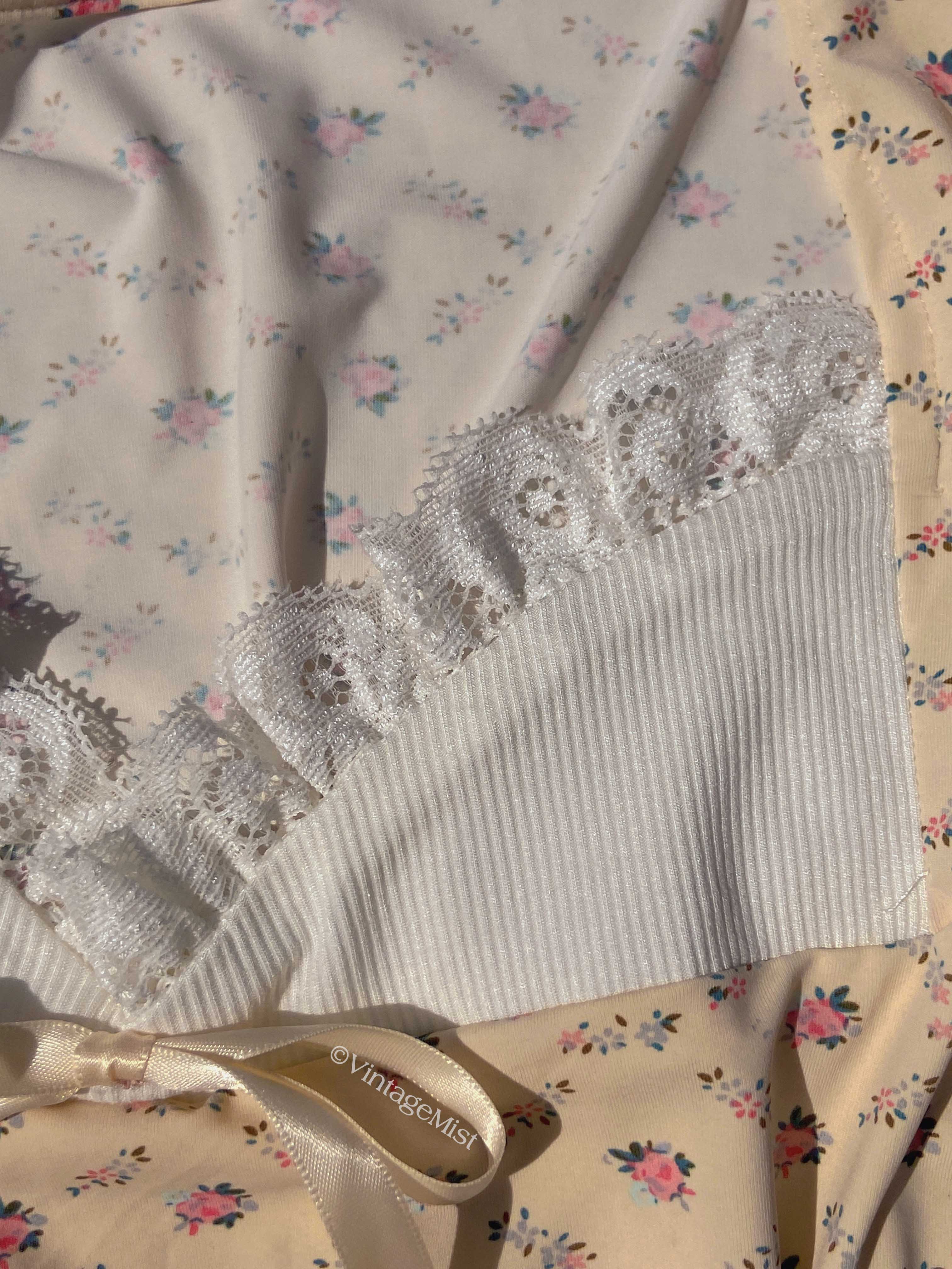 Coquette Bowknot Lace Floral Top - Beige  VintageMist
