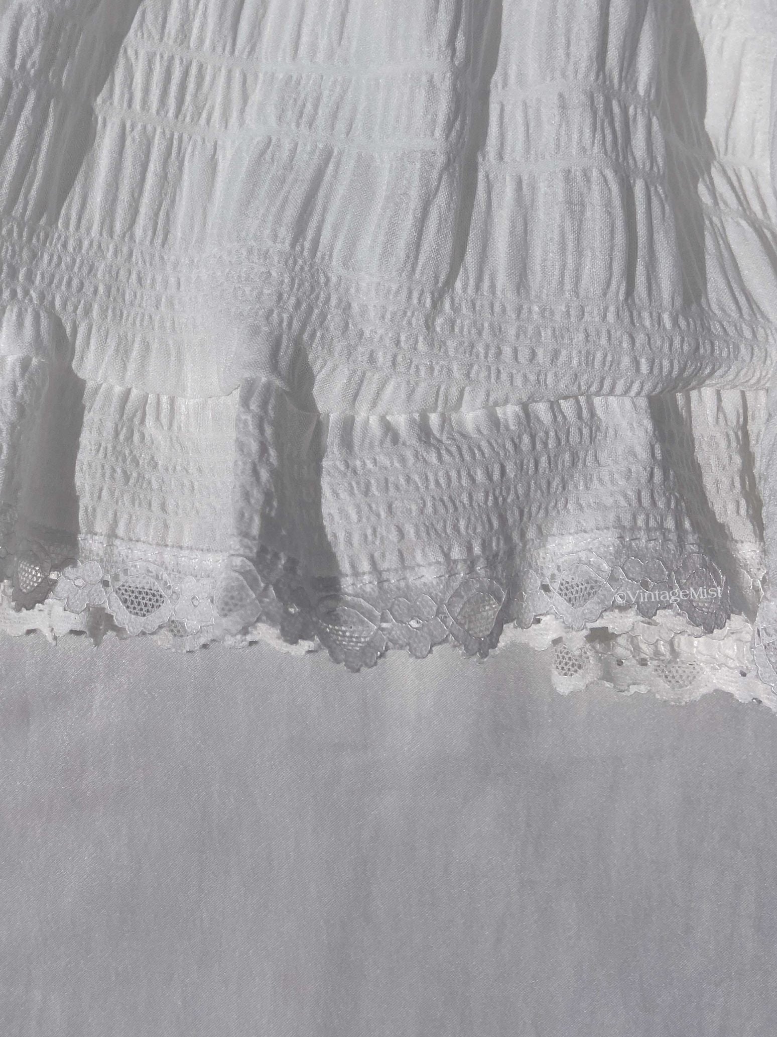 Coquette White Chiffon Lace Ruffle Mini Skirt | VintageMist