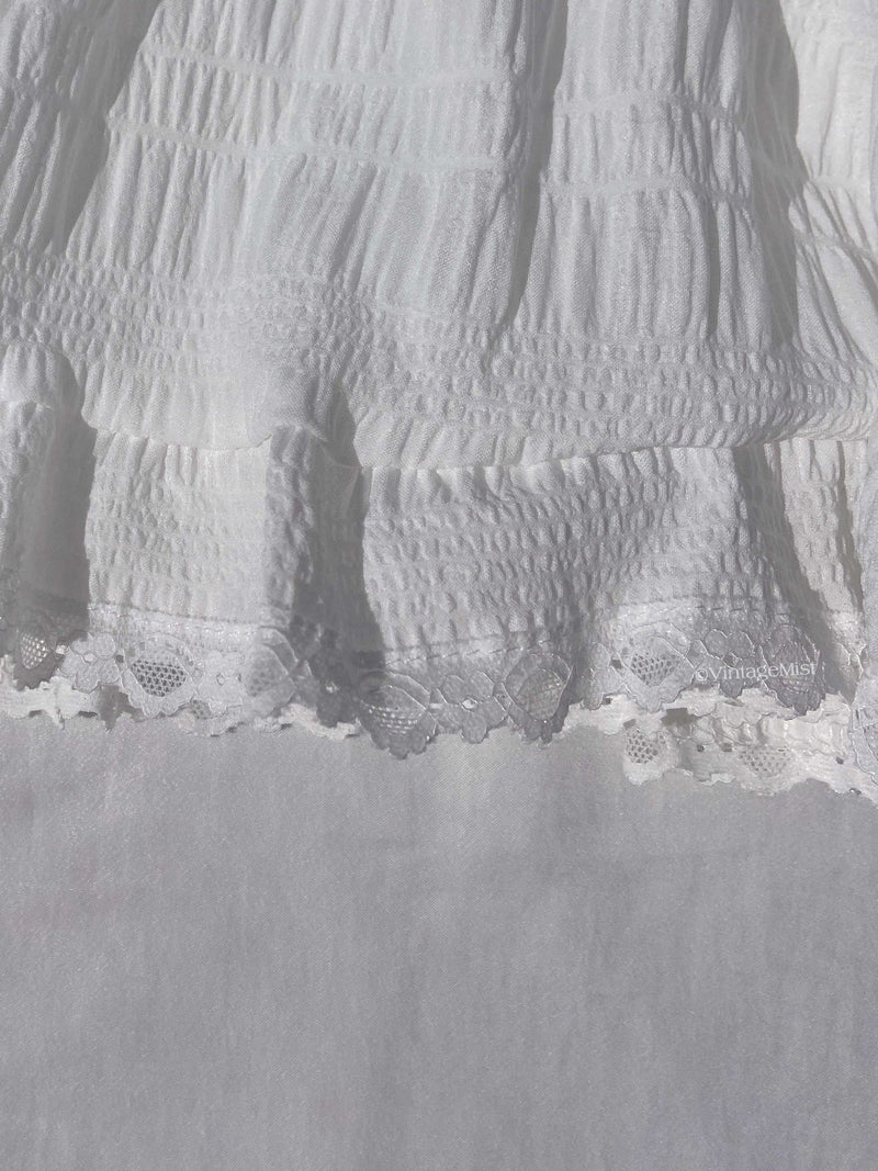 Coquette White Chiffon Lace Ruffle Mini Skirt | VintageMist