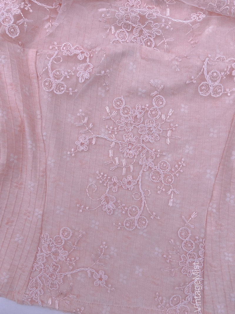 Coquette Floral Embroidery Lace Tank Top - Pink | VintageMist