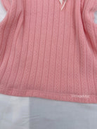 Dollette Lace Trimmed  Cotton Ribbed Bow Tube Top - Pink | VintageMist