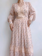 Floral Vampire Neck Long Sleeve Dress | VintageMist