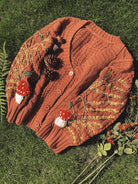 Gold Autumn Floral Embroidery Sweater Cardigan | VintageMist