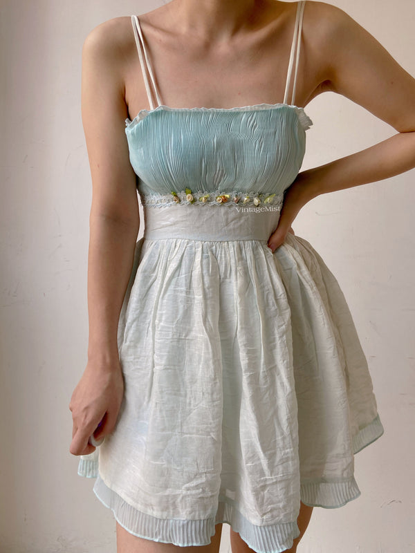 Gradient Color Pleated Camisole Dress - Gradient | VintageMist