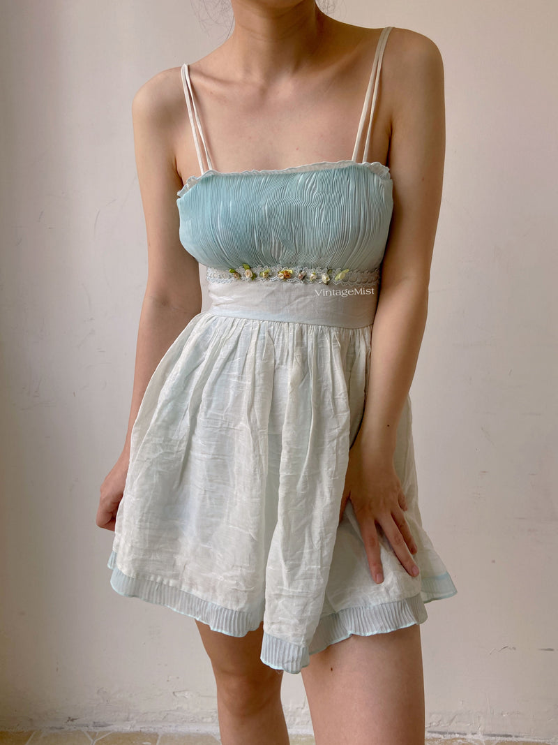 Gradient Color Pleated Camisole Dress - Gradient | VintageMist