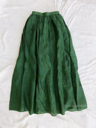 Green Linen Midi Skirt With Pockets VintageMist