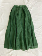 Green Linen Midi Skirt With Pockets VintageMist