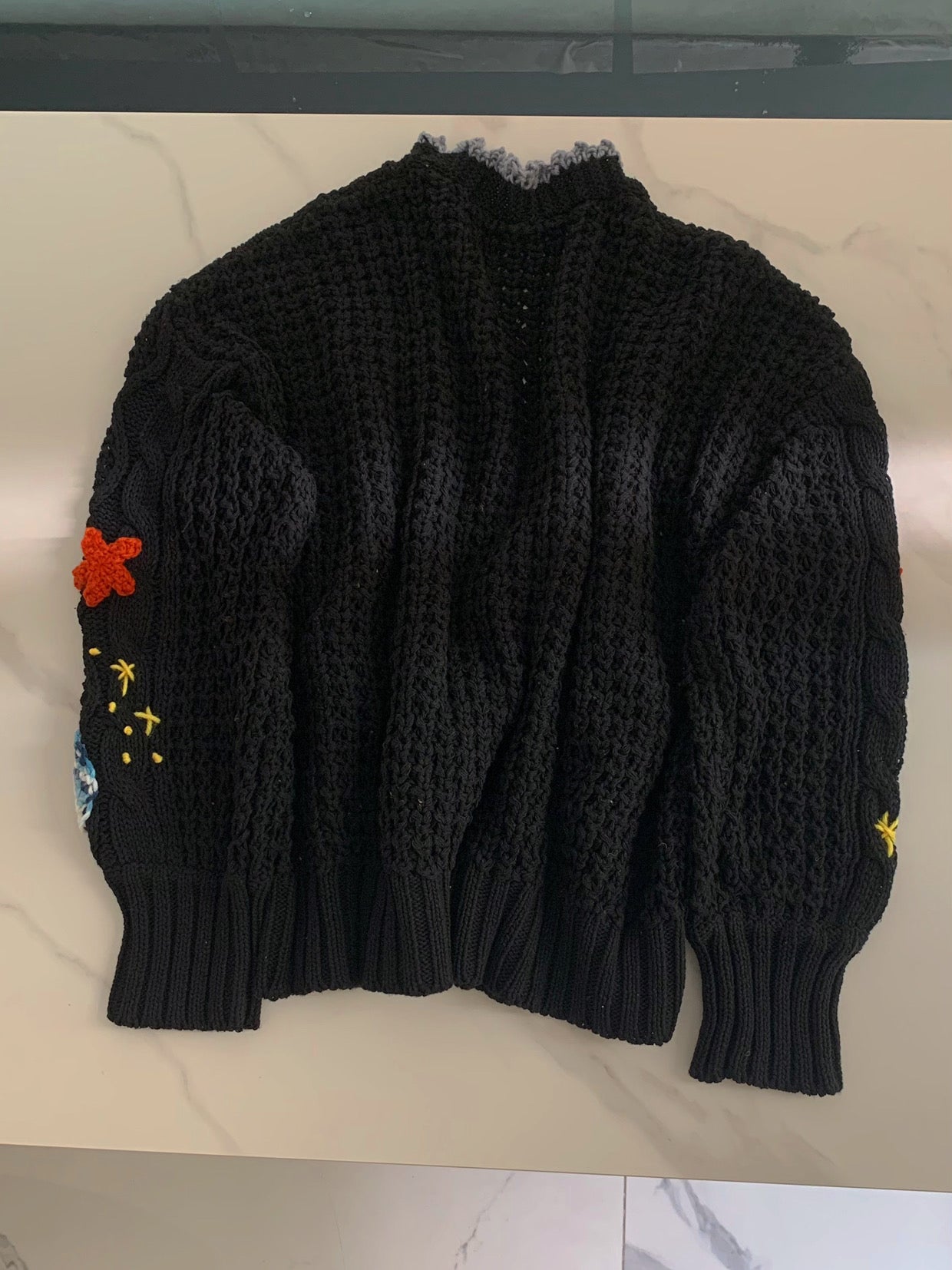 Handmade Stars Universe Planet Embroidery Cardigan-Black | VintageMist
