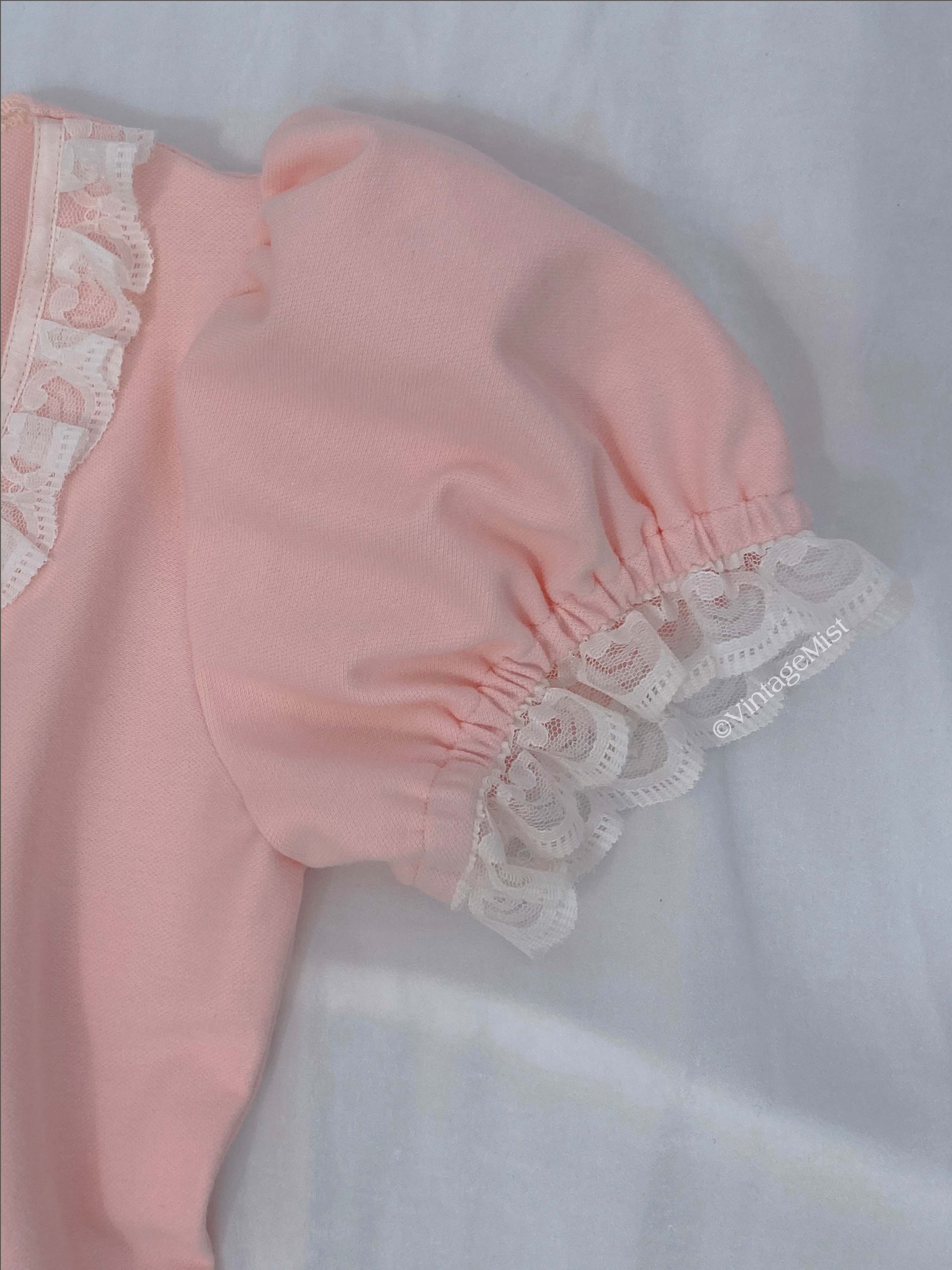 Pink Dollette Puff Sleeve Lace Top: Cute Summer Outfits | VintageMist
