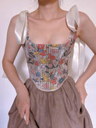 Animal Rabbit Squirrel Mushroom Floral Corset Top - Grey | VintageMist