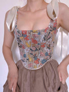 Animal Rabbit Squirrel Mushroom Floral Corset Top - Grey | VintageMist