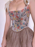 Animal Rabbit Squirrel Mushroom Floral Corset Top - Grey | VintageMist