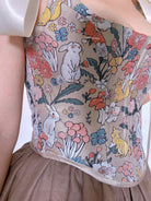 Animal Rabbit Squirrel Mushroom Floral Corset Top - Grey | VintageMist