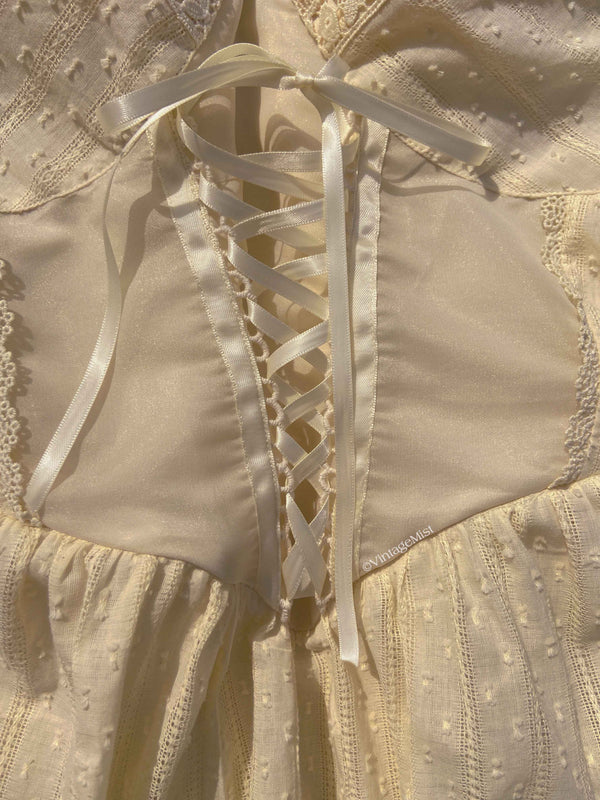 Vintage Lace Strap Dress - Beige | VintageMist