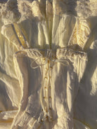 Vintage Lace Trim Strap Dress with Back Zip Front Lace-up - Cream | VintageMist