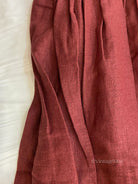 Wine Red Linen Midi Skirt With Pockets VintageMist