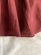 Wine Red Linen Midi Skirt With Pockets VintageMist