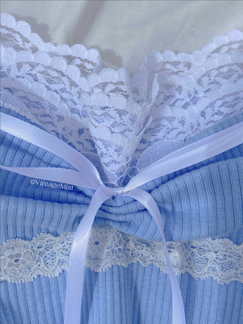 Women's Coquette Lace Ribbed Tube Top: Summer Outfits | VintageMist