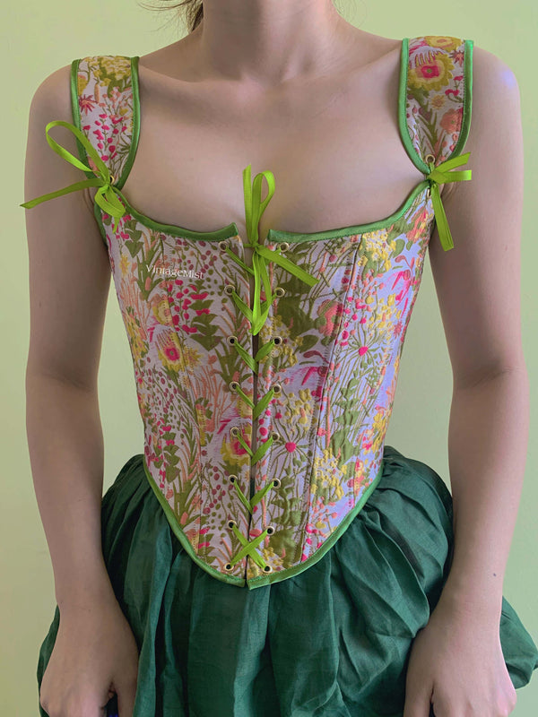 Spring Floral Blooming Countess Medieval Corset - Ivory | VintageMist