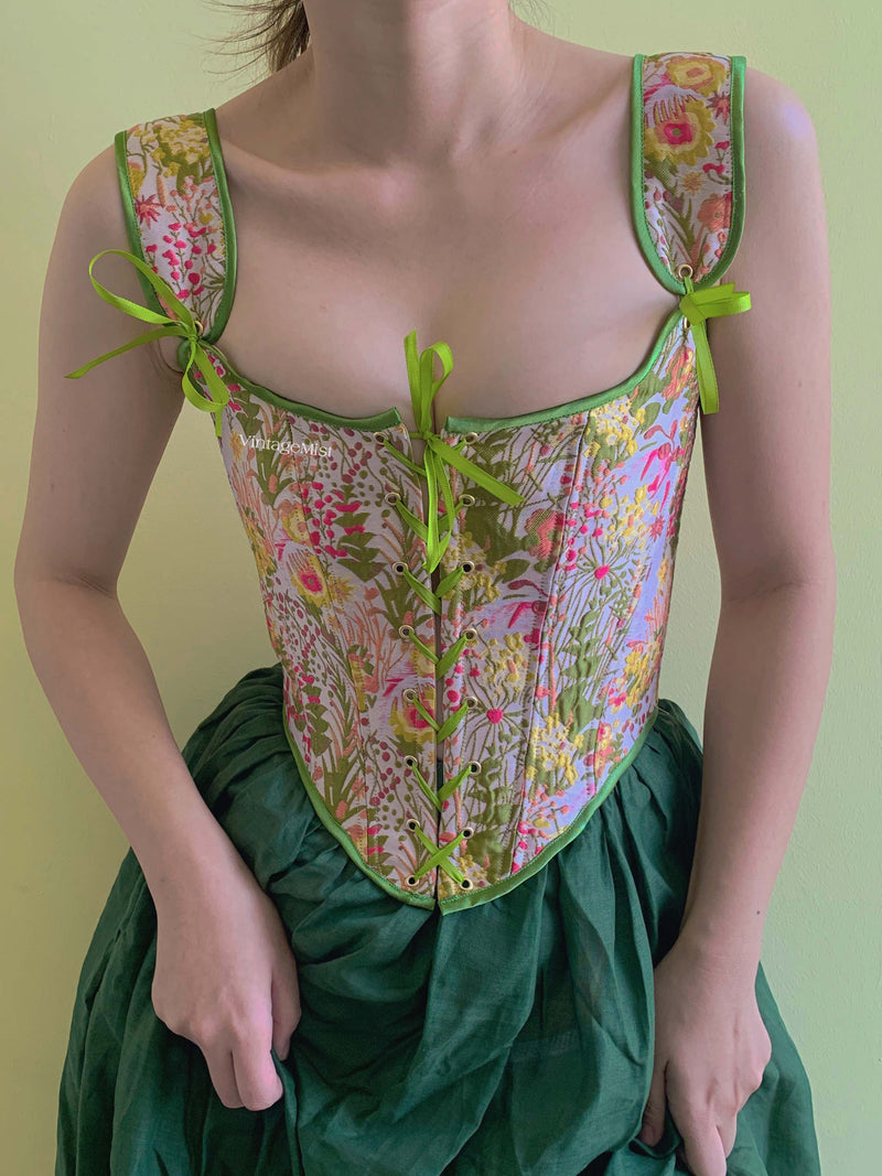Spring Floral Blooming Countess Medieval Corset - Ivory | VintageMist