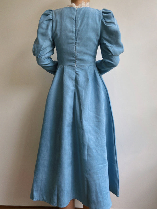 Lamb Sleeve Midi Dress - Blue | Vintage Mist